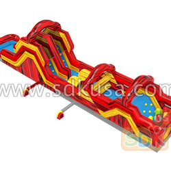 Yellow and red marble obstacle course with pool