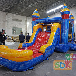 GWC-087 Inflatable marble color combo with slide wet/dry